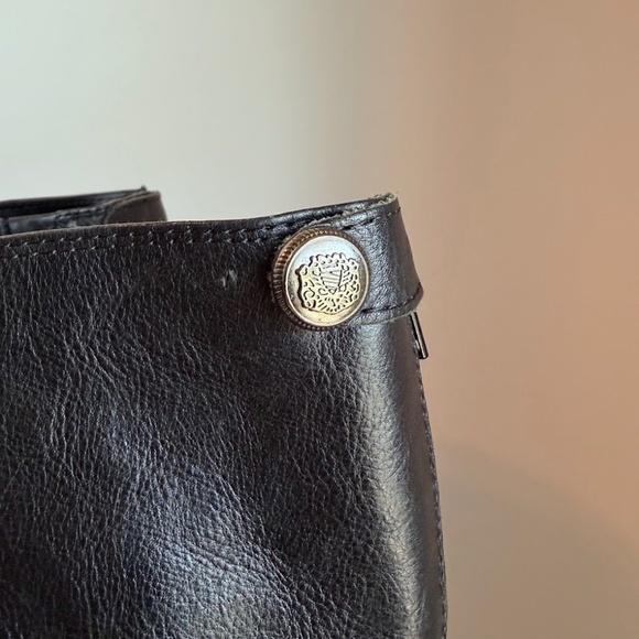 Arturo Chiang Women’s Black Leather Riding Boots Size 8M Zip Tall Silver Button - Picture 6 of 9